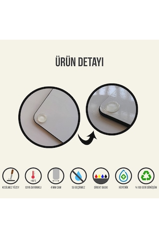 Decorita | Cam Hamur Açma Matı | Klasik Mermer | Çap40 cm