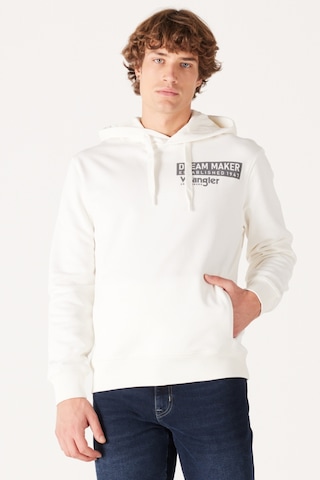 Wrangler Regular Fit Normal Kesim Kapüşonlu Şardonlu Kırık Beyaz Sweatshirt W232242102 Beyaz