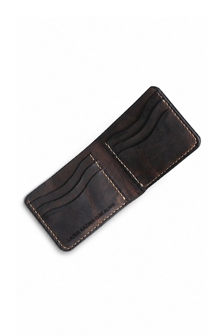 Craft & Luna Hakiki Deri Erkek Bifold Cüzdan Castle El Yapımı Kişiselleştirilebilir Kahverengi