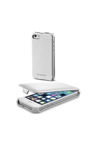 Apple Uyumlu iPhone Cellular Line Se 5s 5 İle Flap Mıknatıssız Kılıf Beyaz Flap5w