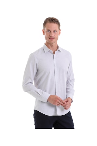 Hatemoğlu Gri Ç. Comfort Fit Çizgili Pamuklu Slim Yaka Uzun Kollu Spor Göml Gri