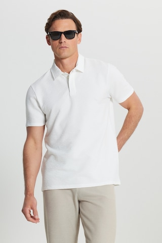 Altınyıldız Classıcs Erkek Beyaz Pamuklu Slim Fit Dar Kesim Polo Yaka Jakarlı Esnek Tişört