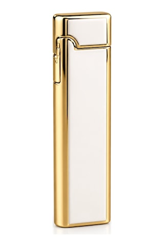 İnce Slim Gaz Dolumlu Metal Gold Kapaklı Premium Şık Tasarım Beyaz