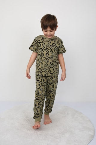 Bunny Hopp Erkek Çocuk Oyun Konsolu Desenli Kısa Kollu Yazlık Pijama Takımı %100 Pamuk Süprem Penye Yeşil
