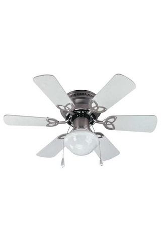 Vanti Kcf278 60w 30 İnç Ahşap Beyaz 6 Kanatlı Lambalı Avizeli İpli Tavan Vantilatörü