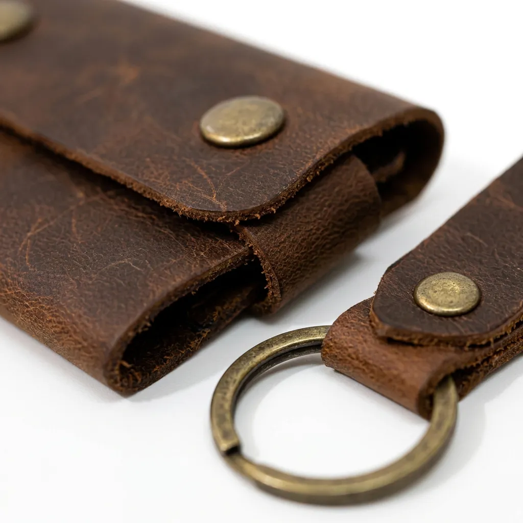 Natderi %100 Hakiki Deri El Yapımı Mini Kartlık Ve Anahtarlık Seti - Minimalist Unisex Cüzdan 6x9 Cm Taba