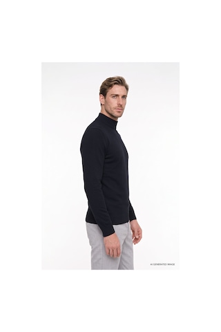 AC&Co / Altınyıldız Classics Altinyildiz Classics Erkek Lacivert Standart Fit Normal Kesim Yarım Balıkçı Yaka Triko 4A4923100005LACXXL Lacivert