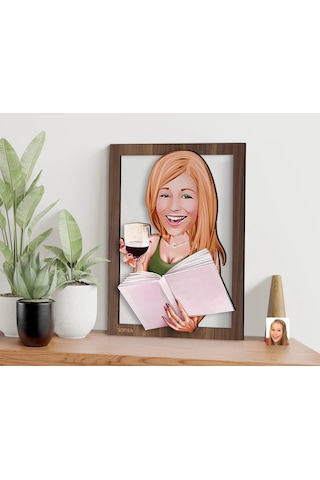 Bk Gift Kişiye Özel Kadın Karikatürlü 3d Ahşap Tablo-100, Arkadaşa Hediye, Karikatürlü Tablo Kobitmeyen138370 Bk Gift