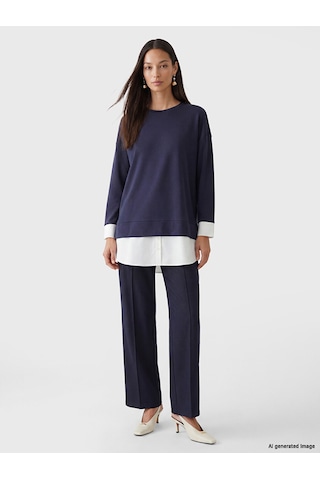 Lcw Everyday Mavi Soft Touch Oversize Kadın Sweatshirt Tunik