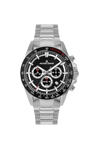 Jacques Lemans 1-2207a Lıverpool Chronograph Erkek Kol Saati Gümüş - Siyah