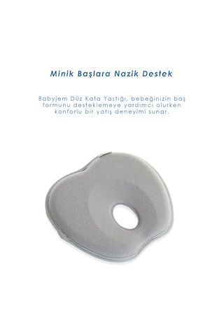 Babyjem Bebek Düz Kafa Yastığı Düz Kafa Engelleyici Yastık Gri