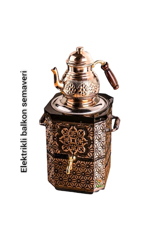 Elektrikli Nostaljik Bahçe Semaveri Bakır Demlik Dahil