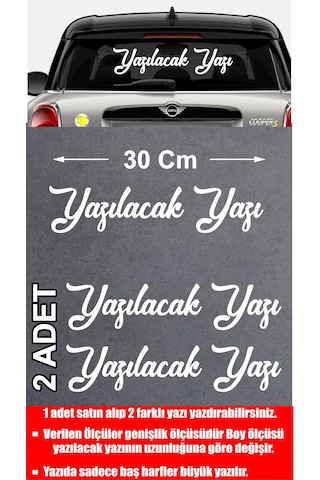 Kişiye Özel Ad Soyad Sticker 2 Adet - Araba Oto Motosiklet Karavan Sticker - 00121 30 Cm