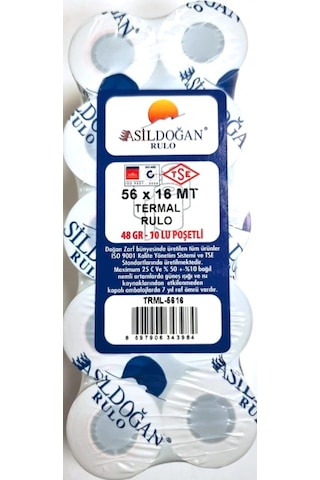 Asil Doğan 56 MM x 16 M Termal Pos Yazar Kasa Kağıdı 10 Paket 100 Rulo Asil Doğan 56 MM x 16 M Termal Pos Yazar Kasa Kağıdı 10 Paket 100 Rulo