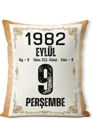 Doğum Günü Yıldönümü Hediyesi Takvim Yaprağı Hediyelik Dekoratif Yastık Kırlent 40x28cm Dolgulu Hediye Paketi-Hediye Paketi