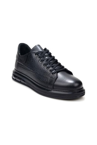 Papuçcity Pisagor Ps-01209 Erkek Hakiki Deri Sneakers Spor Ayakkabı Siyah