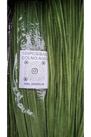 30 Cm A063 Yeşil Kod Şönil - Tüylü Hobi Çubuğu 100 Lü Paket