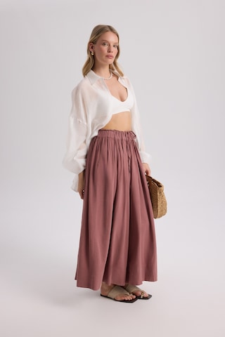 Mai Collection Mai Studios Co. Gabbiano Bağcıklı Pileli Açık Bordo Etek Çok Renkli