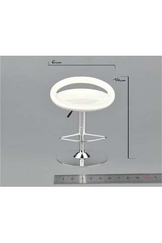 Skycity 1/6 Ölçekli Dönen Bar Tabureti - 30 Cm Figürlere Uygun Plastik Ve Alyuminyum Mobilya Beyaz