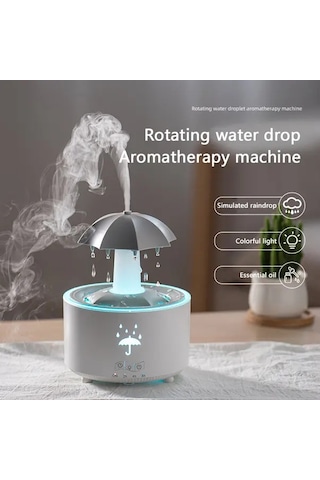 Motion003 Beyaz Döner Şemsiye Damlası Nemlendirici Büyük Sisli Ev Kullanımı Masaüstü Renkli Aydınlatma Uzaktan Kumanda Yatak Odası Ofis İçin