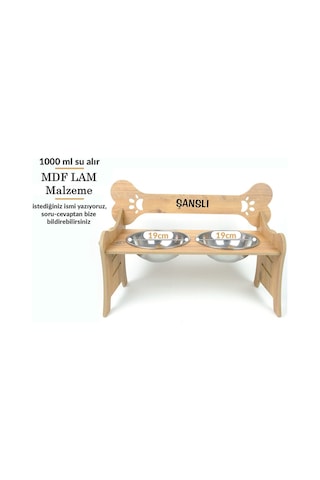 Özel İsim Baskılı, Ahşap, Kademeli, Çelik Kaseli, Eğimli, Büyük Irk Köpek Mama - Su Kabı-2 1000 Ml. Özel İsim Baskılı, Ahşap, Kademeli, Çelik Kaseli, Eğimli, Büyük Irk Köpek Mama - Su Kabı-2 1000 Ml.