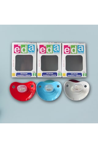 Eda Bebe Lüx Silikon Damaklı Emzik 3'lü Eko Set - 6-18 Ay -3 Renk Çok Renkli