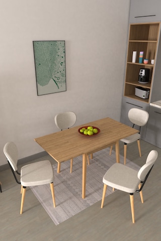 Vilinze Deniz Sandalye Avanos Ahşap Mdf Kanatlı Mutfak Masası Takımı - 70x70+70 Cmtk-avanos-07070k-nn-d33deniz-sigmabeyaz Kırık Beyaz