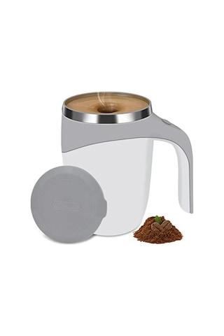 Lemestar Otomatik Manyetik Karıştırıcı Kahve Fincanı 304 Paslanmaz Çelik 350ml Beyaz - El Işaretli, Isı Yalıtımlı, Taşınabilir Diğer