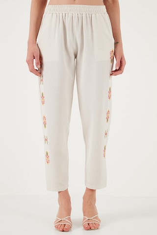 Lela Bohem Işlemeli Keten Ve Pamuk Karışımlı Şalvar Bayan Pantolon 5865050 Bej-Fuşya