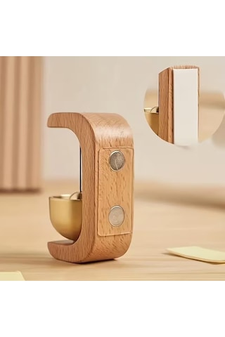 Mallart Masif Ahşap Ve Pirinç Kapı Zili Rüzgar Çanı Manyetik Yapıştırıcılı/cam Kapı Uyumlu Minimal Dekoratif Kapı Çanı Ev Ofis Dükkan Giriş Zili