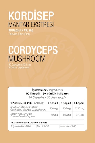 Sepe Natural Cordyceps Kordisep Eki 430 MG 90 Kapsül