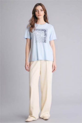 Defacto Baskılı Mavi Kadın T-shirt G2883ax/be177 Mavi