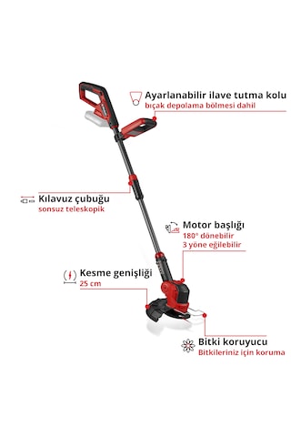 Einhell GE-CT 18/25 Li, Akülü Kenar Kesme Seti (2,5 Ah Akü ve Şarj Cihazı Dahildir)
