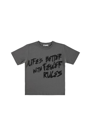 Civil Boys Lıfe's Better Basklı 6-9 Yaş Tişört - Gri