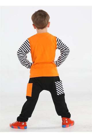 Casabony Jawsome Baggy Erkek Çocuk Pantolon + T-shirt Takım-turuncu - Siyah