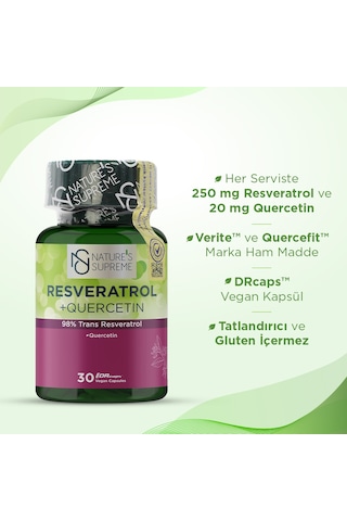 Natures Supreme Resveratrol + Quercetin 30 Kapsül Aromasız
