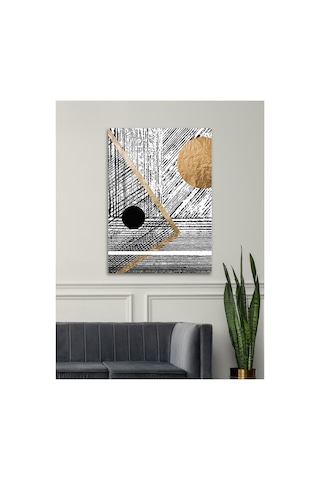 Modern İz Gold Line Minimal Sanat Cam Tablo - Modern Tarz Ev Dekorasyonu Doğa Ve Manzara Temalı Dekoratif Duvar Tablosu, Salon, Yatak Odası Ve Ofis Dekoru,