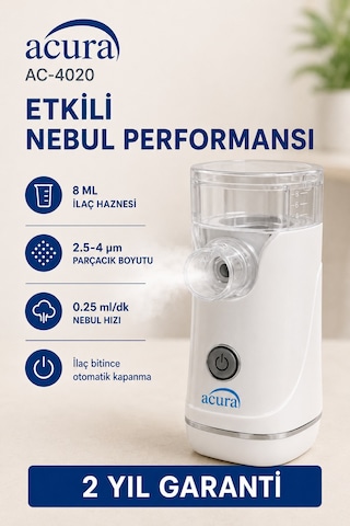 Ac-4020 Şarjlı Mesh Nebulizatör Maske Ve Ağızlık Hediyeli
