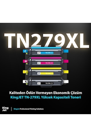 Kingjet Brother Uyumlu Tn-279xl Yüksek Kapasiteli 4 Renk Takım Uyumlu Toner Çipli Dcp-l3560cdw