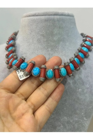 Mercan Turkuaz Elmas Kolye 172