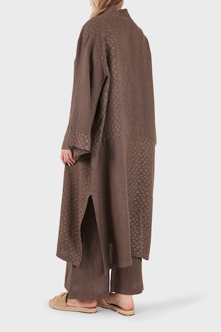 Via Dante % 100 Keten Brode İşlemeli Kimono Bayan Kimono 69912196 Kahve