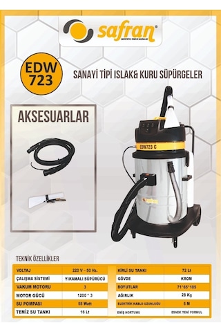 Safran Edw 723 17 Lt Temiz ,72 Lt Kirli Su Tankı Kapasite 3600