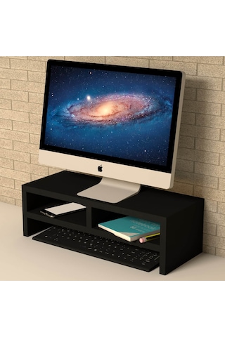 Emkawood Eliz Monitör Yükseltici Labtop Sehpası Siyah