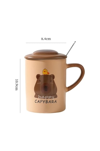 Brown Capybara Temalı Seramik Kupa-465 Çok Renkli