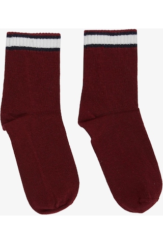Artı Breeze Kız Çocuk Soket Çorap Çizgili 1-14 Yaş, Bordo-bordo Bordo