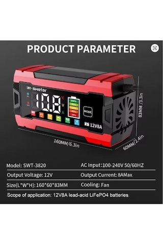 Auhma Aoc11 12v 8a Dijital Ekranlı Akü Şarj Ve Onarım Cihazı