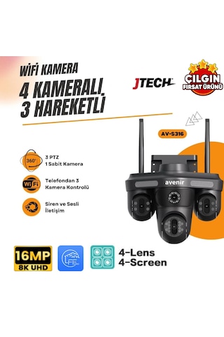 Avenir Av-s316 4mp+4mp+4mp+4mp 16mp Wi-fi 4 Kameralı 3 Hareketli Ptz Akıllı Kamera