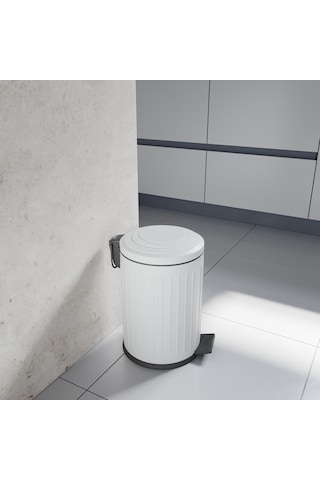 Aqua Bagno Midas Çöp Kovası -pedallı 12 Lt. , Beyaz