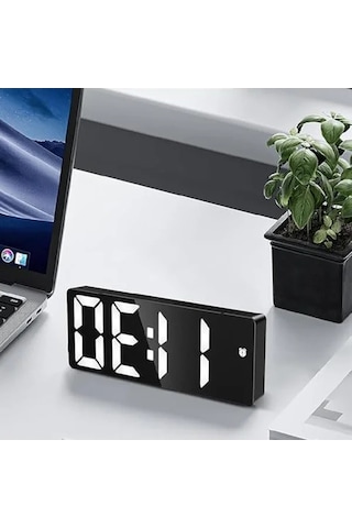 Dijital Masa Saati, Usb Güç İle Çalışan Aynalı Tasarım 07 Beyaz