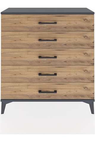 Arges Şifonyer 5 Çekmeceli 88x30x96 Antrasit-çam Antrasit